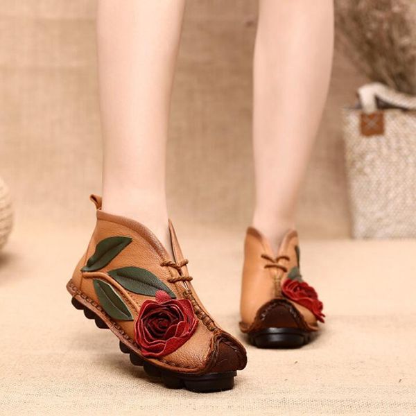 

women shoes 2019 new retro casual shoes spring autumn national style embroidered genuine leather women comfortable soft, Black