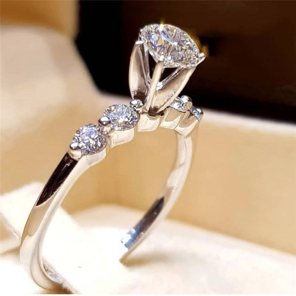 

newbuy classic simple design women wedding ring silver color women cz stone ring wedding jewelry engagement gift dropship