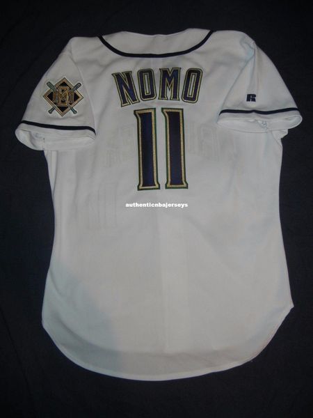 

retro russell athletic #11 hideo nomo milwaukee white jersey mens stitched baseball jerseys, Black;blue