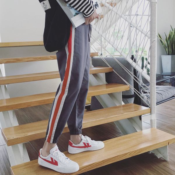 

2019 men cotton casual pants ribbon decoration sweatpants active elastic harem hip hop slim high-quality trousers plus size 5xl, Black