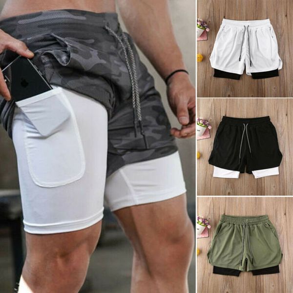 

fashion summer men quick-dry sports gym running shorts breathable fitness bottoms with pockets casual gym shorts men clothing, Black;blue