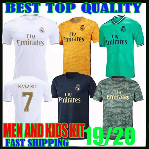 

19 20 real madrid home occer jer ey 2019 2020 away third hazard cami eta jovic jame rodrygo mendy goalkeeper men kid kit football hirt