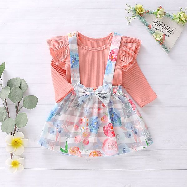 

2pcs костюмы для новорожденных одежда для новорожденных нижнее осень новорожденный одежда для девочек наборы цветочные печати с длинным рука, White