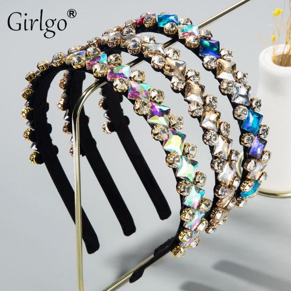 

girlgo fashion cute crystal hairbands for women colorful shiny headbands hair accessories imitation pearls wedding party gifts, Golden;white