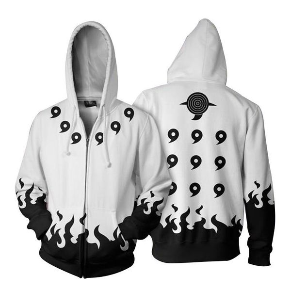 

cloudstyle 3d zip up hoodie men anime naruto 3d print cosplay sweatshirt long sleeve hoody streetwear zipper jacket hipster 5xl v191216, Black