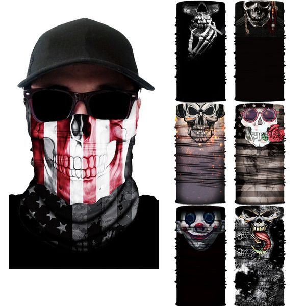 

10 pcs cool skull motorcycle face mask cycling tubular seamless bandanas fishing balaclava headscarf skull mask halloween masks