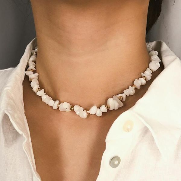 

natural stone irregular beads necklace crystal choker women jewelry gift gift accessories for women dropshipping, Silver