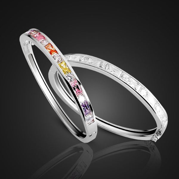 

the new fashion female silver bracelet elegant color zircon bracelet silver decoration ladies popular jewelry present, Black