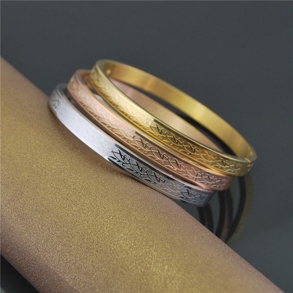 

new fashion flower bracelet for women accessories vintahe stainless steel bracelets men gift brasaletes mujer ladies bangles, Black