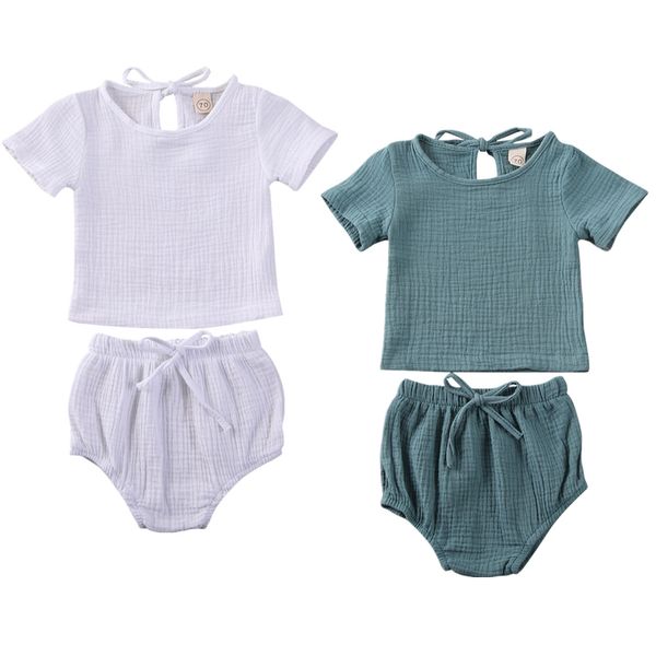 

New Kids Baby Boy Girl Clothes Cotton&Linen Tops+Shorts Pants Outfits Set