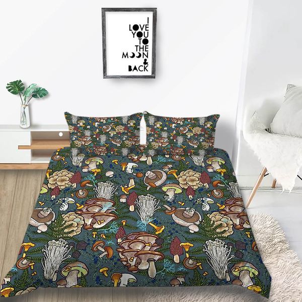 King Size Bedding Set Mushroom Creative Soft Cartoon Duvet Cover