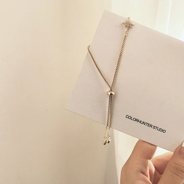 

cb2115 exquisite light japanese and korean adjustable pull bracelet, Golden;silver