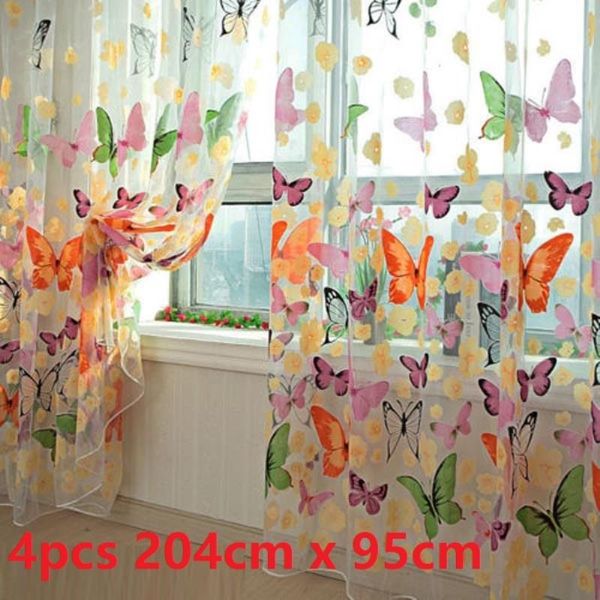 

4pcs/lots beautiful window curtain butterfly sheer voile curtain door window panel drape room divider home