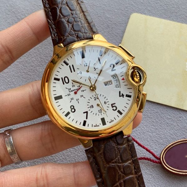 

mens designer watches automatic mechanical movement auto date mineral tempered glass mirror fashion leather strap relojes para hombre a184, Slivery;brown