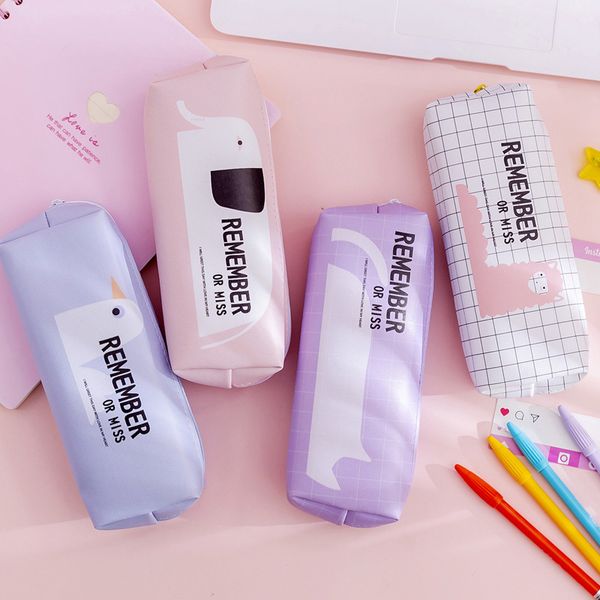 

cute elephant pencil case high capacity grid pencil bag kawaii animal pen case for kids girls gifts school office supplies