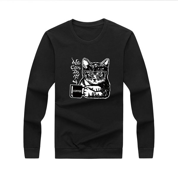 

мужская дизайнерская толстовка сезон пуловер свитер мужской прилив бренд личность с длинным рукавом футболка мужская топы спортивная одежда, Black