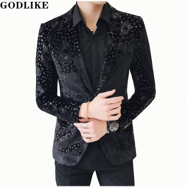 

men's boutique velveteen fashion printed casual blazer / mens nightclub prom casual business blazer suit jacket men suit coat, White;black