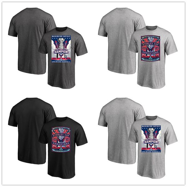 

washington capitals 2018 stanley cup champions t-shirts exclusive posters caricature mens t shirt tee short sleeve printed cotton neck, Black