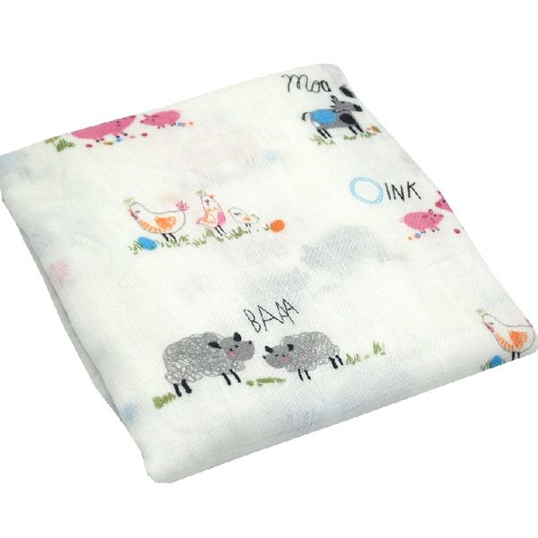 

180g 100% bamboo fiber muslin happy farm blanket print floral baby bedding bath towels blankets newborn for babies swaddle wrap
