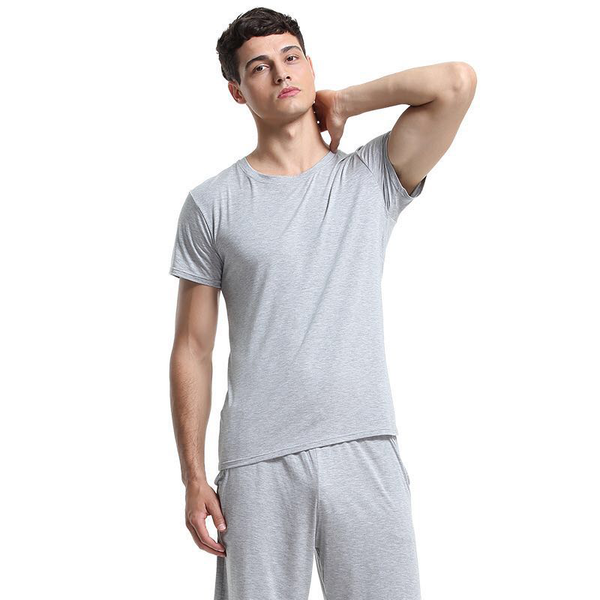 

new pajama set men sleepwear nightsuit casual 60s micromodal soft breathable male pyjamas sets t-shirt + shorts home clothing, Black;brown