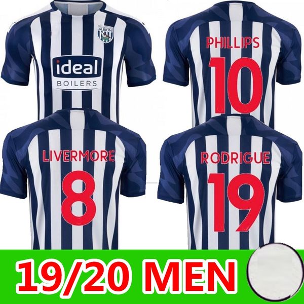 

19 20 west bromwich albion soccer jerseys home away third 2019 2020 #8 livermore #9 zohore #10 phillips #17 burke krovinovic football shirts, Black;yellow