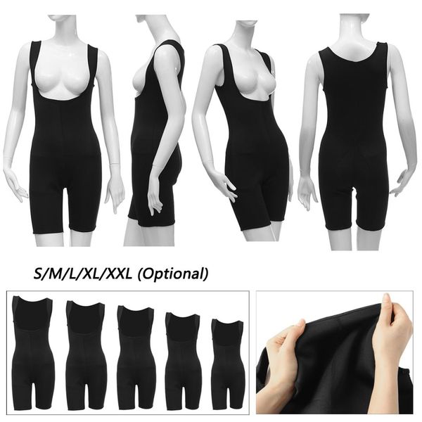 

women neoprene full body shaper shapewear ultra sweat weight loss yoga running vest bodysuit sauna suit, Black;blue