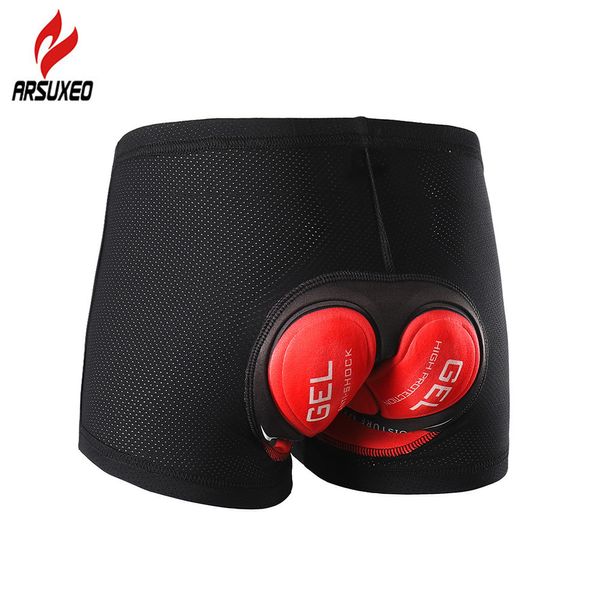

arsuxeo men women cycling shorts underwear with 5d gel padded breathable road mountain bike mtb shorts cycling bicycle under, Black
