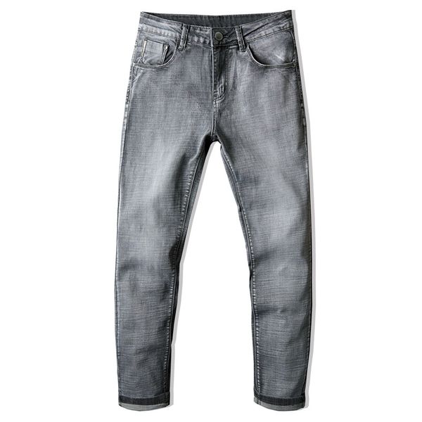 

men's jeans 2021 summer autumn smart casual slim fit solid color cotton denim straight gray jean size 28-40, Blue