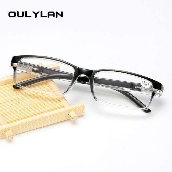 

oulylan anti blue light reading glasses hyperopia eyeglasses presbyopia spring leg resin lens +1.0 1.5 2.0 2.5 3.0 4.0 diopter, White;black
