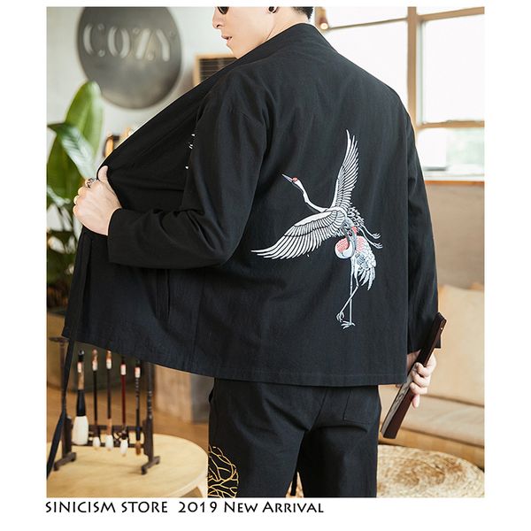 

sinicism store men open stitch print 2019 autumn jackets mens loose vintage chinese style jackets male fashion clothes oversize, Black;brown