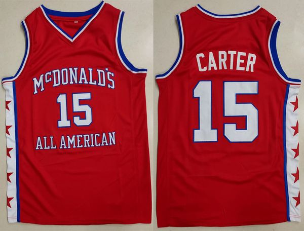 

1995 mcdonald's all american vince carter #15 retro basketball jersey men's stitched custom number name jerseys, Black