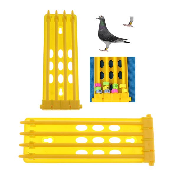 

2x parrot foot place pigeon leg ring holder bands rack frame bird supplies yellow
