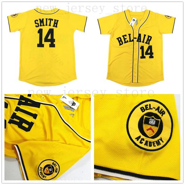 

man the fresh prince of bel-air academy #14 will smith baseball jerseys yellow wholesale stitched smith baseball jerseys, Blue;black