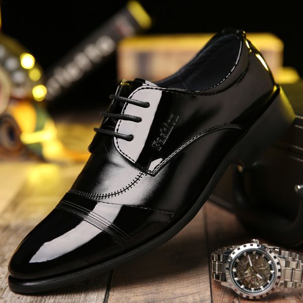 

fashion business dress men shoes 2019 new classic leather men's suits shoes fashion dress men oxfords chaussure homme, Black