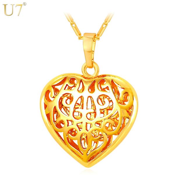 

new new fashion for women heart pendant necklace wholesale 18k real gold plated hollow women gift trendy heart jewelry p824, Silver