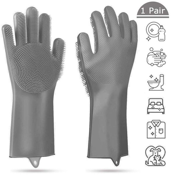 

household 1pair gloves kitchen silicone cleaning gloves magic