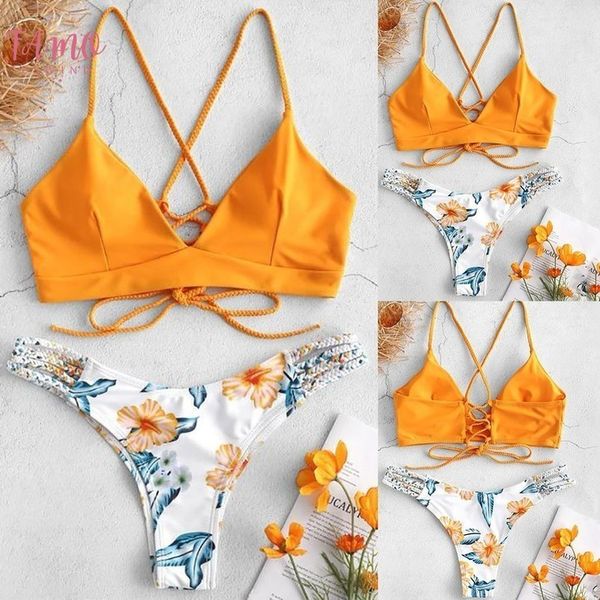 

swimsuit women bikinis 2020 mujer wwomens bikini cut flower two piece swimsuit pushups swimwear beachwear 25, White;black