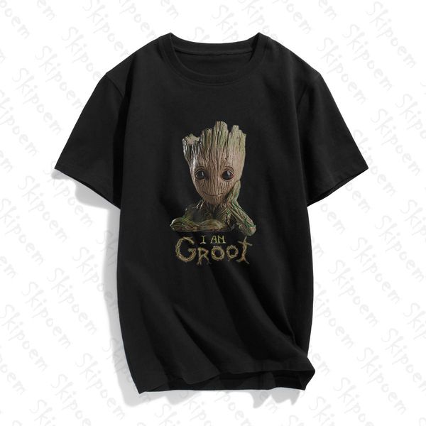 

fashion young groot avengers hero t shirt vintage aesthetic gothic harajuku short sleeve plus size cotton streetwear tee shirt, White;black