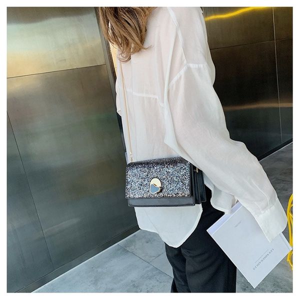 

вскользь корейская версия 2020 нового мешок плеча женщин из блесток цепи маленьких квадратного мешок даст