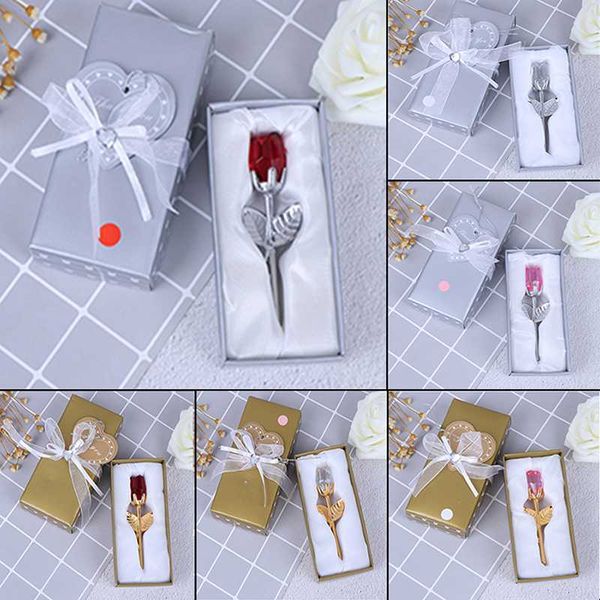 

crystal glass rose flower figurines craft wedding valentine's day favors and gifts souvenir table decoration with box