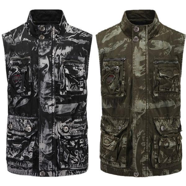 

outdoor men safari vest camouflage tooling clothes mountaineering vest original men cs 2 colors m-xxl, Black;white
