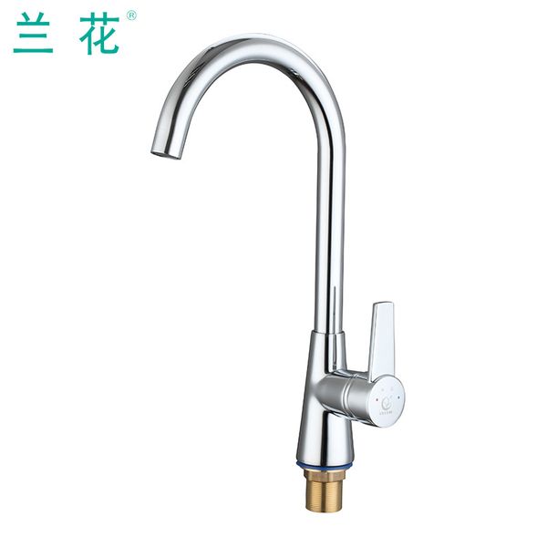 

kitchen mixing faucet wrench dish basin and cold water copper faucet vertical double electroplated high bend faucet