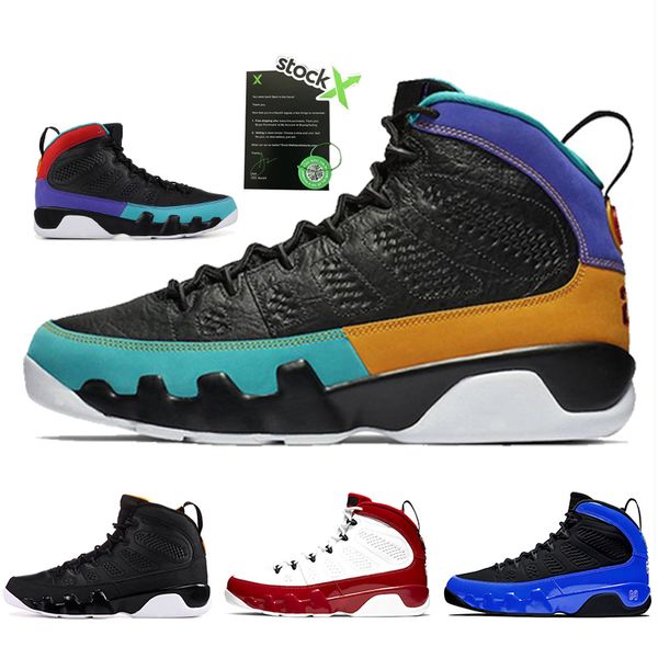 

wholesale mens basketball shoes air 9 9s racer blue chameleon snakeskin black dream it do it mens sports sneakers trainers shoes, White;red