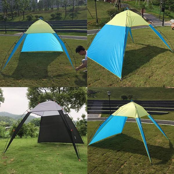 

waterproof outdoor tent portable fishing beach sunscreen shade with beach, carry bag 5-8 people
