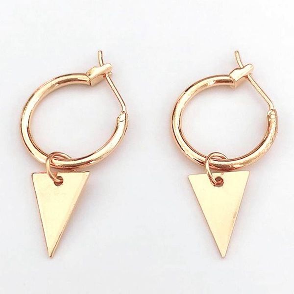 

2019 endless circle hoop earrings handmade silver gold color simple small triangle earring for women men chic jewelry, Golden;silver