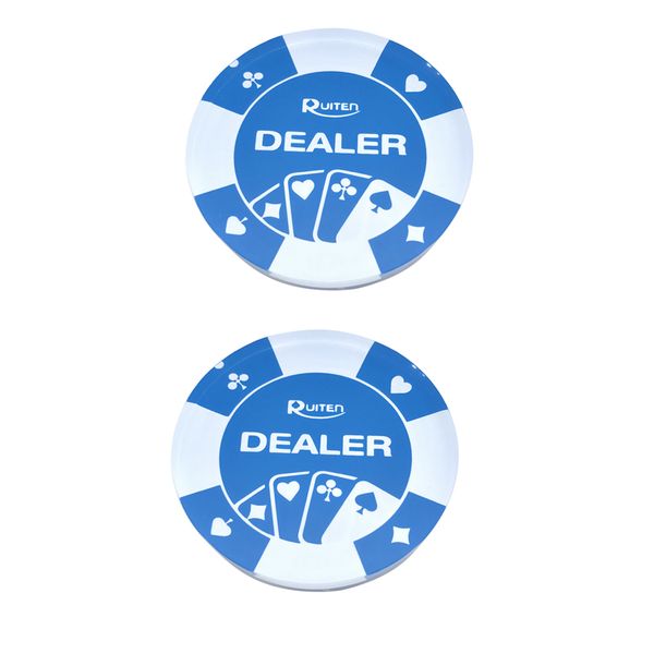 

2x transparent blue acrylic dealer button for poker card casino game parts