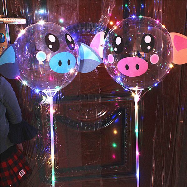 

Maxi new pig ticker wave ball net red balloon glow led tran parent colorful wave ball gift for kid birthday party concert, Silver