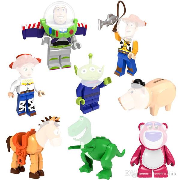 

Mini toy figure pump buzz woody je ie the yodeling cowgirl alien bulleye lot o rex the green dino aur hamm the piggy bank building block