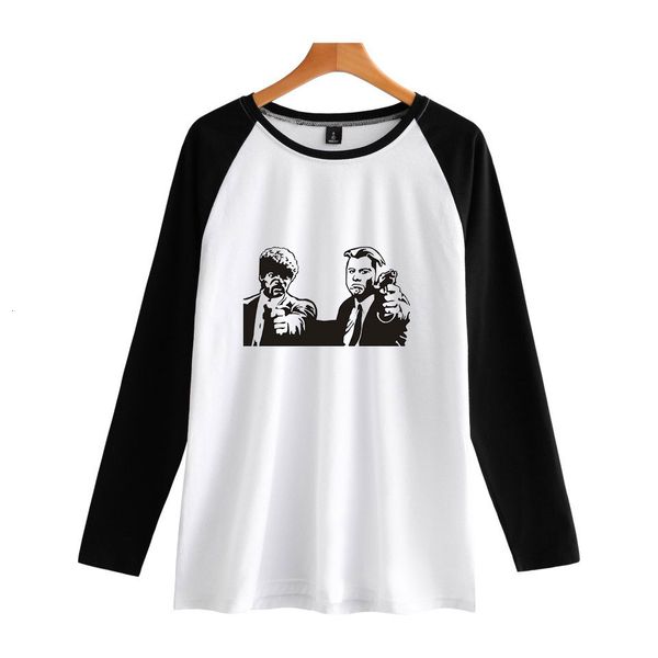 

vulgar novel trend pulp fiction insert shoulder long sleeves shirt men and women t shirts, Gray;blue