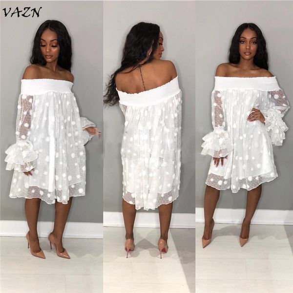 

vazn new arrive famous style women dress solid slash neck lace petal sleeve bodycon mini dress vestido ts829, Black;pink